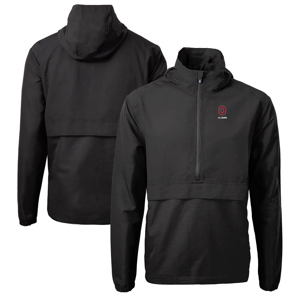 Men's Cutter & Buck Ohio State Buckeyes Alumni Logo Charter Eco Knit Recycled Anorak Half-Zip Jacket