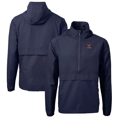 Men's Cutter & Buck Navy Texas Longhorns Alumni Logo Charter Eco Knit Recycled Anorak Half-Zip Jacket