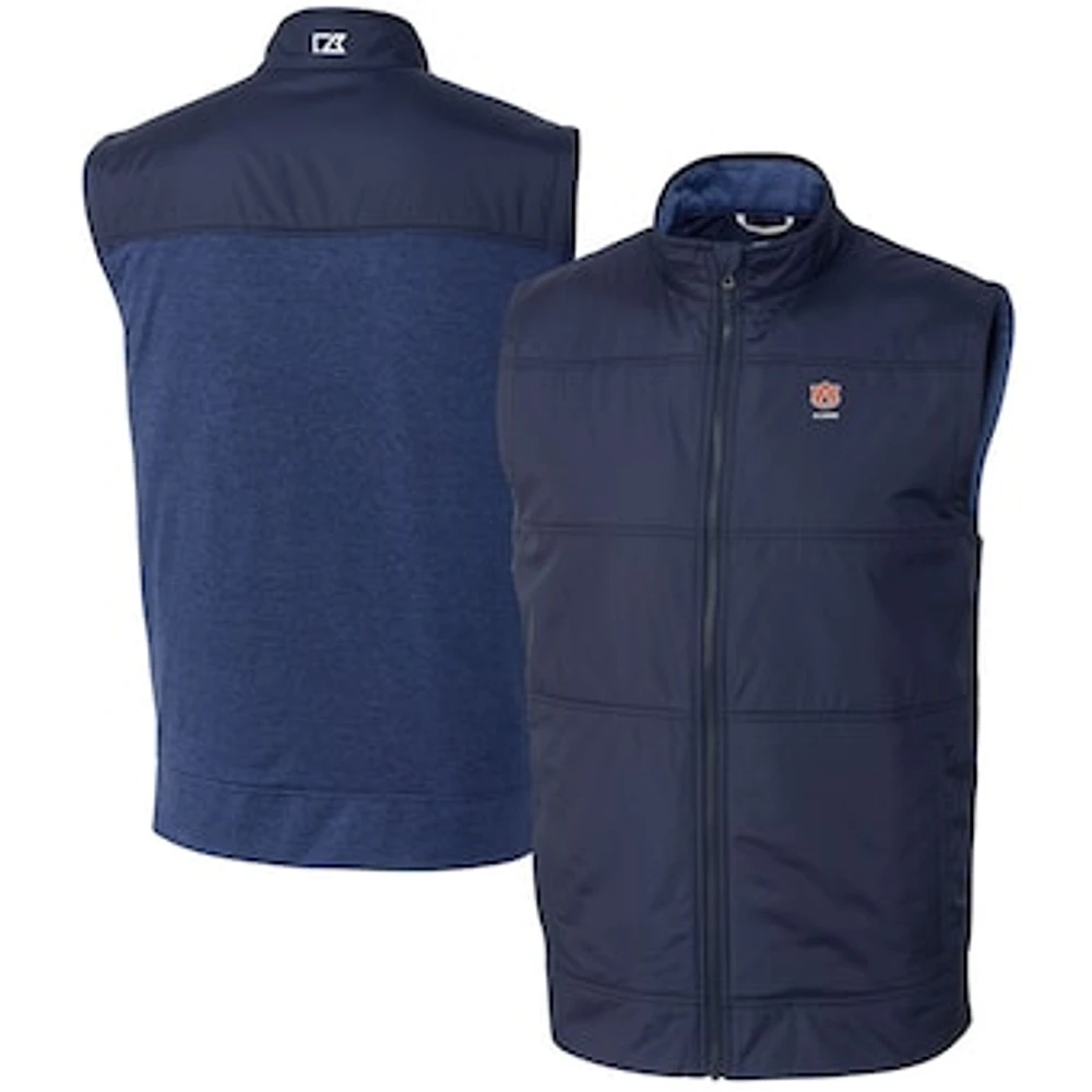 Men's Cutter & Buck Navy Auburn Tigers Alumni Logo Stealth Hybrid Quilted Windbreaker Full-Zip Vest