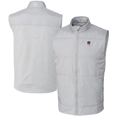 Men's Cutter & Buck Gray Auburn Tigers Alumni Logo Stealth Hybrid Quilted Windbreaker Full-Zip Vest