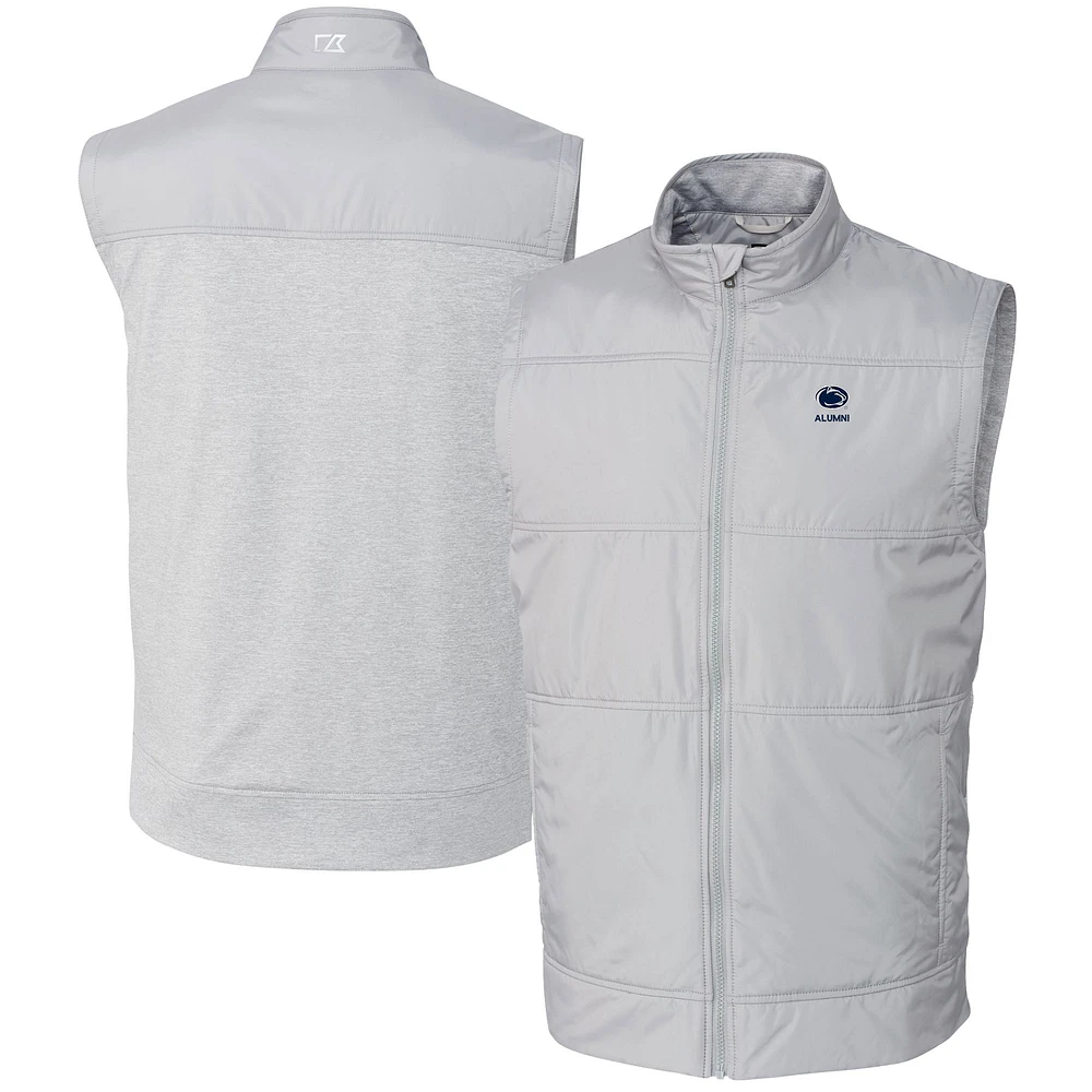 Men's Cutter & Buck Gray Penn State Nittany Lions Alumni Logo Stealth Hybrid Quilted Windbreaker Full-Zip Vest
