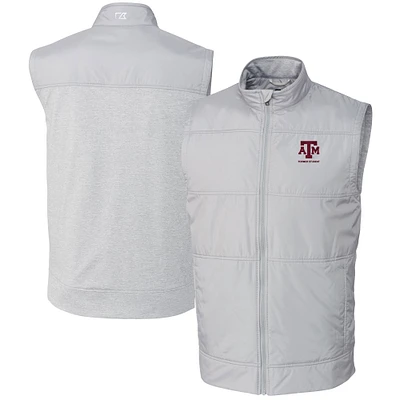 Men's Cutter & Buck Gray Texas A&M Aggies Alumni Logo Stealth Hybrid Quilted Windbreaker Full-Zip Vest
