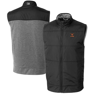 Men's Cutter & Buck Black Texas Longhorns Alumni Logo Stealth Hybrid Quilted Windbreaker Full-Zip Vest