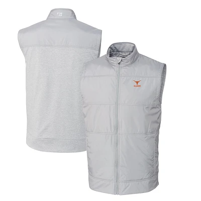 Men's Cutter & Buck Gray Texas Longhorns Alumni Logo Stealth Hybrid Quilted Windbreaker Full-Zip Vest