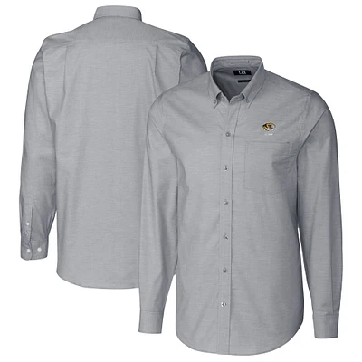 Men's Cutter & Buck Charcoal Missouri Tigers Alumni Logo Stretch Oxford Long Sleeve Button-Down Shirt