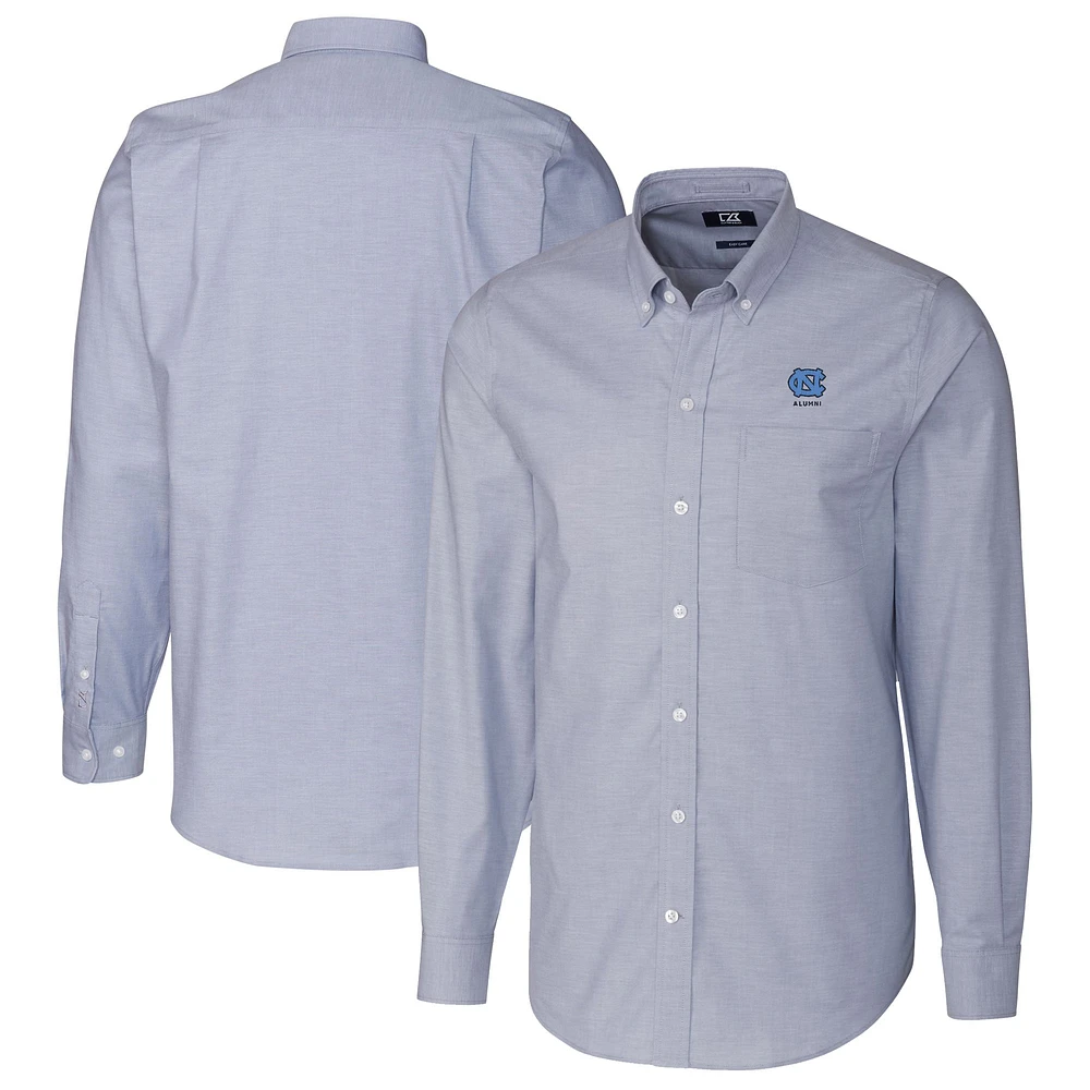 Men's Cutter & Buck Carolina Blue North Carolina Tar Heels Alumni Logo Stretch Oxford Long Sleeve Button-Down Shirt