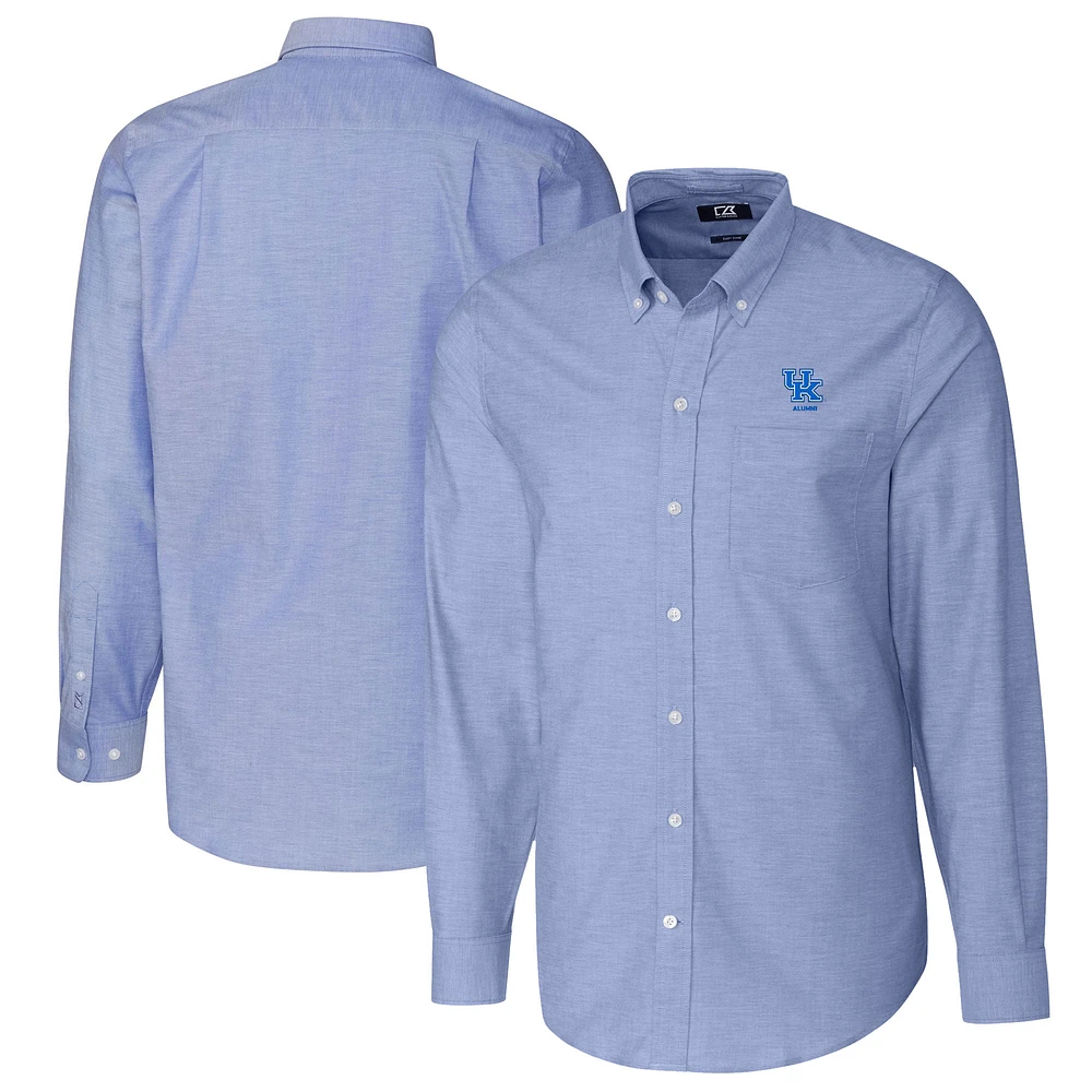 Men's Cutter & Buck Royal Kentucky Wildcats Alumni Logo Stretch Oxford Long Sleeve Button-Down Shirt