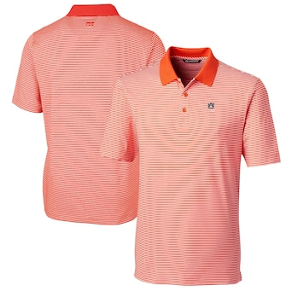 Men's Cutter & Buck Orange Auburn Tigers Alumni Logo Forge Tonal Stripe Stretch Polo