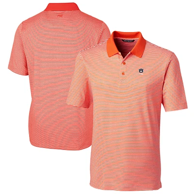 Men's Cutter & Buck Orange Auburn Tigers Alumni Logo Forge Tonal Stripe Stretch Polo