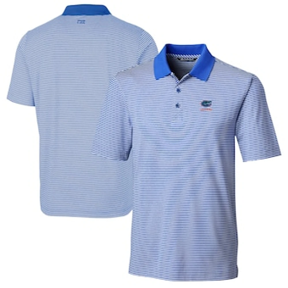 Men's Cutter & Buck Royal Florida Gators Alumni Logo Forge Tonal Stripe Stretch Polo