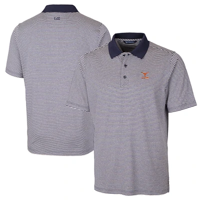 Men's Cutter & Buck Navy Texas Longhorns Alumni Logo Forge Tonal Stripe Stretch Polo