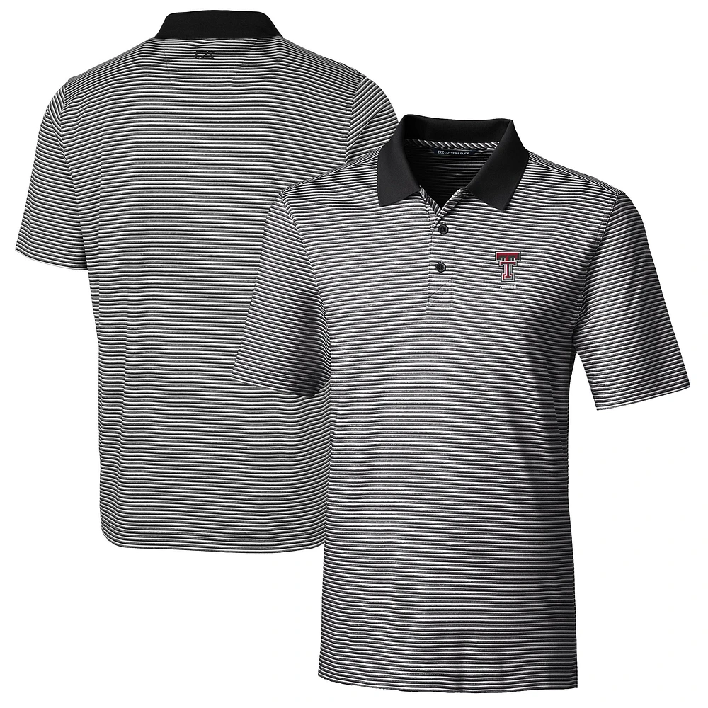 Men's Cutter & Buck Black Texas Tech Red Raiders Alumni Logo Forge Tonal Stripe Stretch Polo