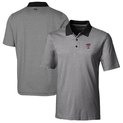 Men's Cutter & Buck Black Texas Tech Red Raiders Alumni Logo Forge Tonal Stripe Stretch Polo