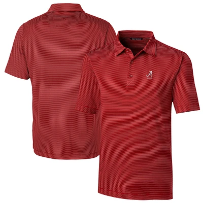 Men's Cutter & Buck Crimson Alabama Crimson Tide Alumni Logo Forge Pencil Stripe Stretch DryTec Polo