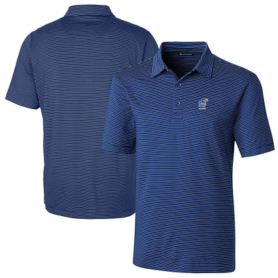 Men's Cutter & Buck Royal Kansas Jayhawks Alumni Logo Forge Pencil Stripe Stretch DryTec Polo