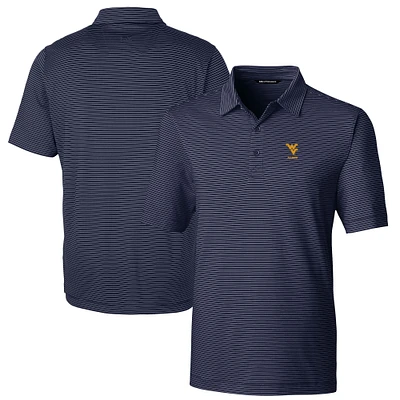 Men's Cutter & Buck Navy West Virginia Mountaineers Alumni Logo Forge Pencil Stripe Stretch DryTec Polo