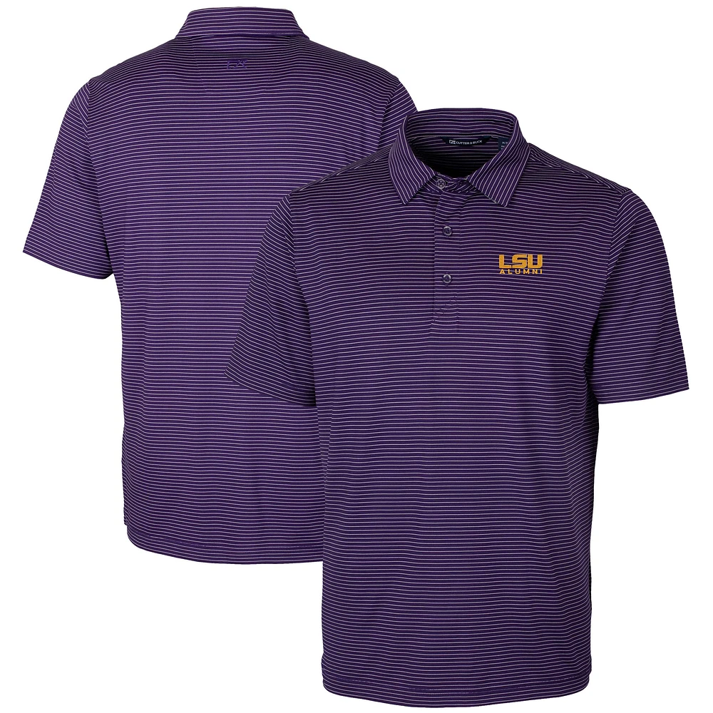 Men's Cutter & Buck Purple LSU Tigers Alumni Logo Forge Pencil Stripe Stretch DryTec Polo