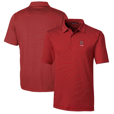 Men's Cutter & Buck Scarlet Ohio State Buckeyes Alumni Logo Forge Pencil Stripe Stretch DryTec Polo