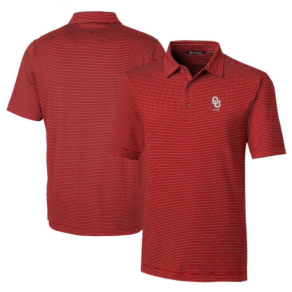 Men's Cutter & Buck Crimson Oklahoma Sooners Alumni Logo Forge Pencil Stripe Stretch DryTec Polo