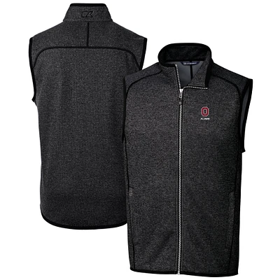 Men's Cutter & Buck Heather Charcoal Ohio State Buckeyes Alumni Logo Mainsail Sweater Knit Fleece Full-Zip Vest