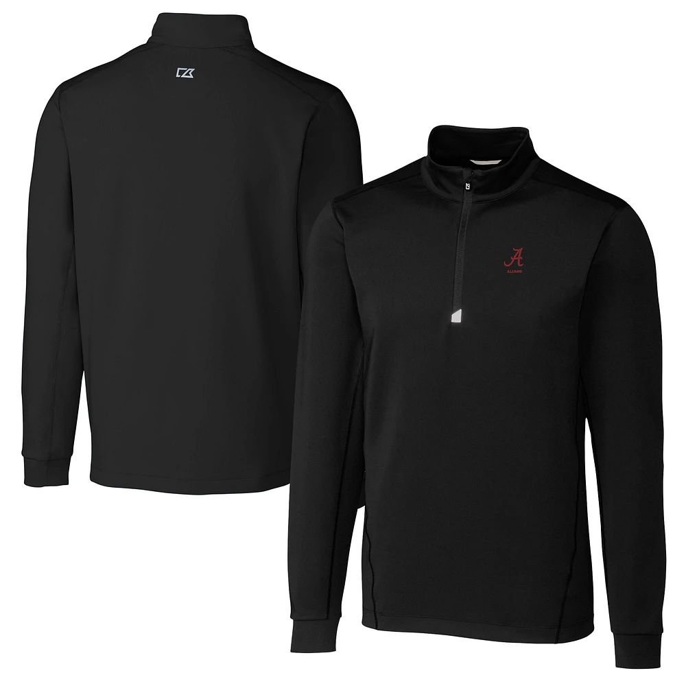 Men's Cutter & Buck Alabama Crimson Tide Alumni Logo Traverse Stretch Quarter-Zip Pullover Top