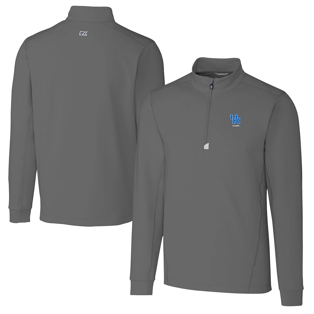 Men's Cutter & Buck Gray Kentucky Wildcats Alumni Logo Traverse Stretch Quarter-Zip Pullover Top