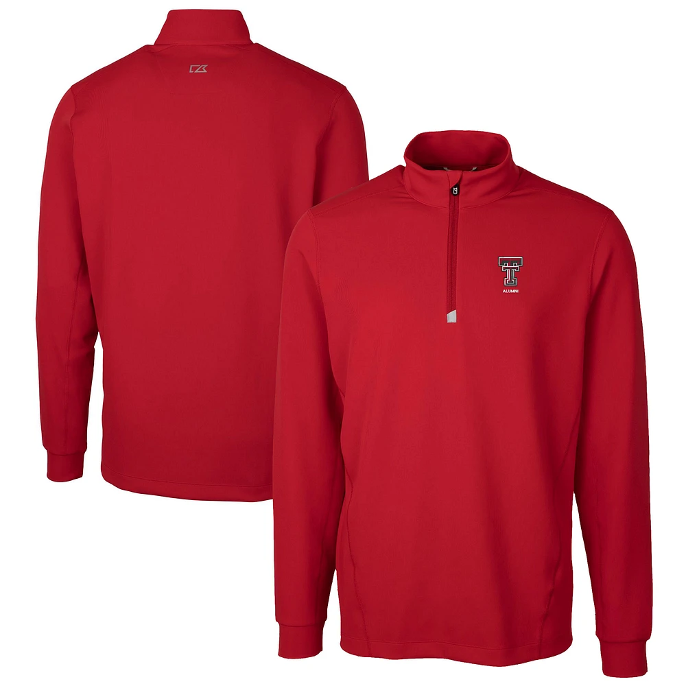 Men's Cutter & Buck Texas Tech Red Raiders Alumni Logo Traverse Stretch Quarter-Zip Pullover Top