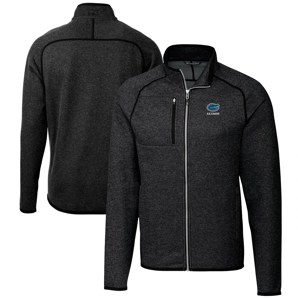 Men's Cutter & Buck Heather Charcoal Florida Gators Alumni Logo Mainsail Sweater-Knit Full-Zip Jacket