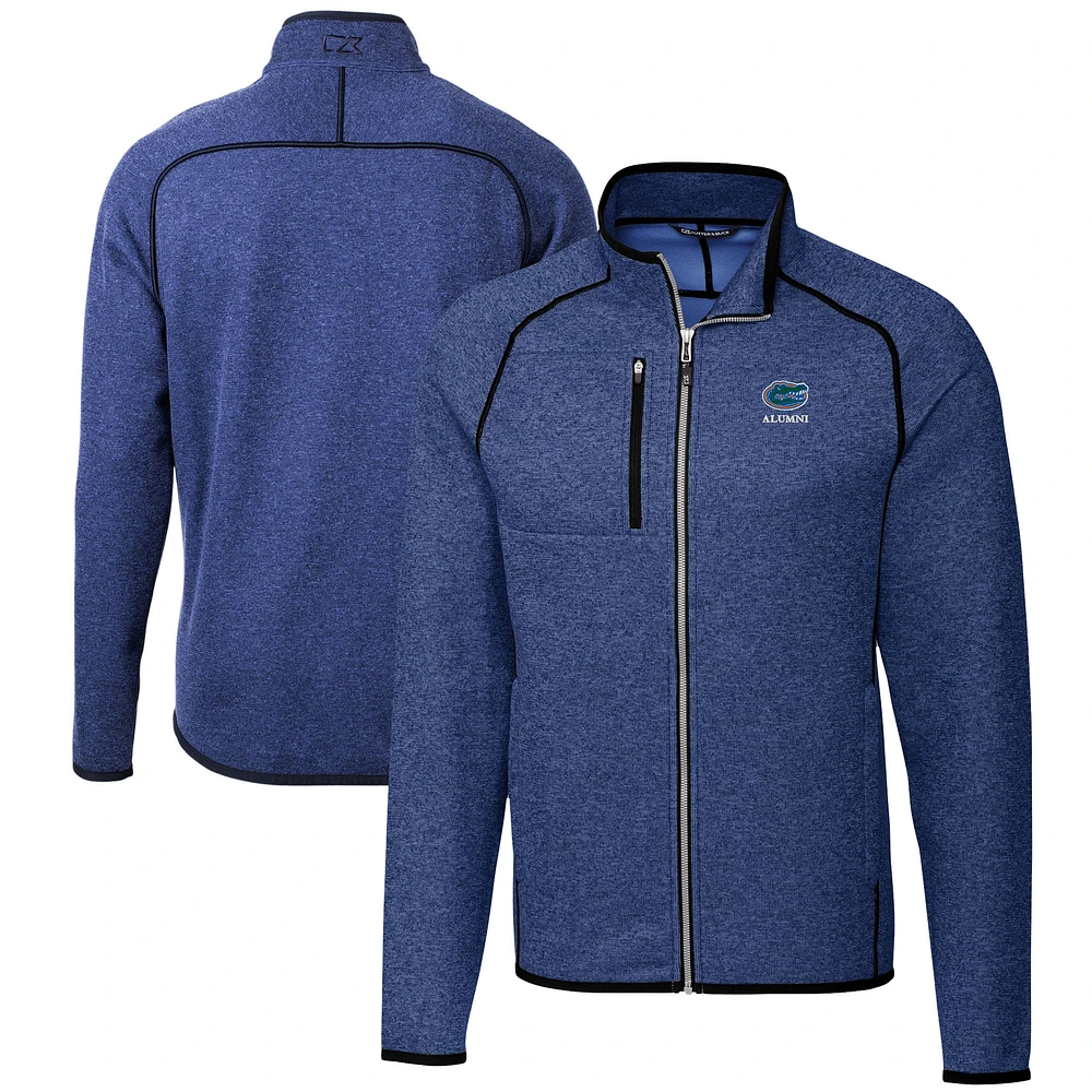 Men's Cutter & Buck Heather Royal Florida Gators Alumni Logo Mainsail Sweater-Knit Full-Zip Jacket