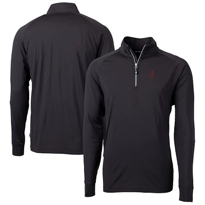 Men's Cutter & Buck Black Alabama Crimson Tide Alumni Logo Adapt Eco Knit Stretch Recycled Quarter-Zip Pullover Top