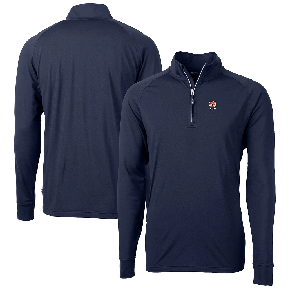 Men's Cutter & Buck Navy Auburn Tigers Alumni Logo Adapt Eco Knit Stretch Recycled Quarter-Zip Pullover Top