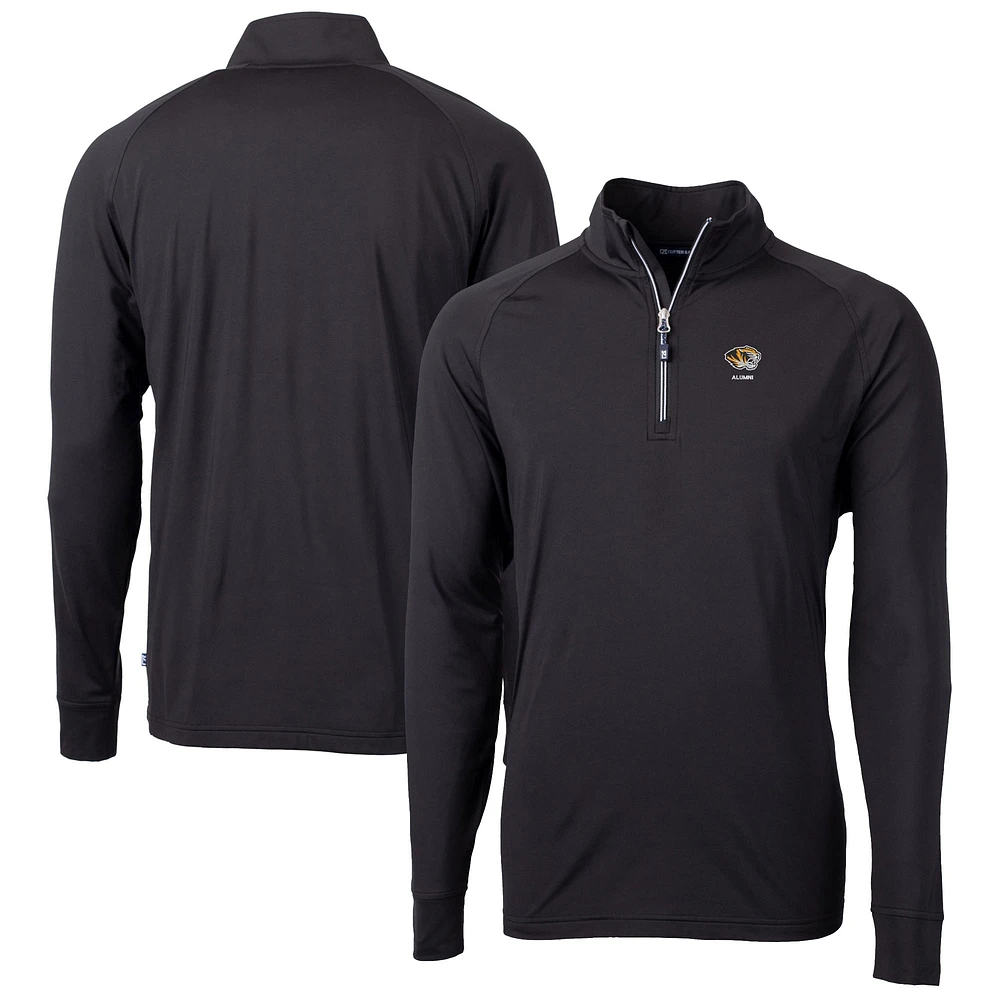 Men's Cutter & Buck Black Missouri Tigers Alumni Logo Adapt Eco Knit Stretch Recycled Quarter-Zip Pullover Top
