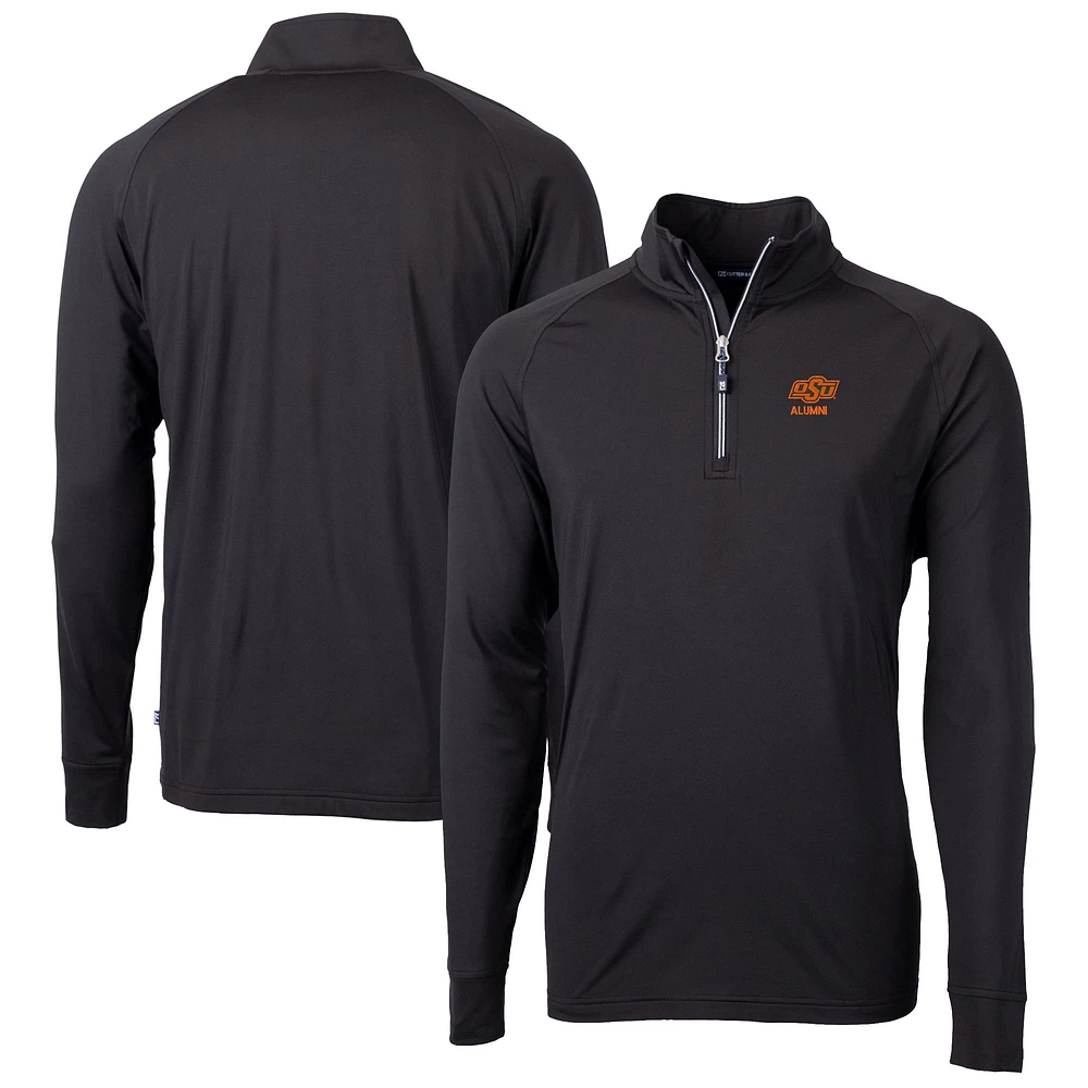 Men's Cutter & Buck Black Oklahoma State Cowboys Alumni Logo Adapt Eco Knit Stretch Recycled Quarter-Zip Pullover Top