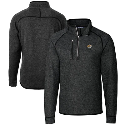 Men's Cutter & Buck Heather Charcoal Missouri Tigers Alumni Logo Mainsail Sweater-Knit Half-Zip Pullover Jacket