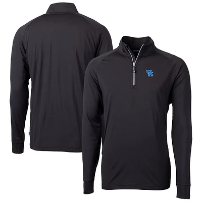 Men's Cutter & Buck Black Kentucky Wildcats Alumni Logo Adapt Eco Knit Stretch Recycled Quarter-Zip Pullover Top