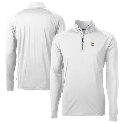 Men's Cutter & Buck White Notre Dame Fighting Irish Alumni Logo Adapt Eco Knit Stretch Recycled Quarter-Zip Pullover Top