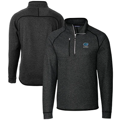 Men's Cutter & Buck Heather Charcoal Florida Gators Alumni Logo Mainsail Sweater-Knit Half-Zip Pullover Jacket