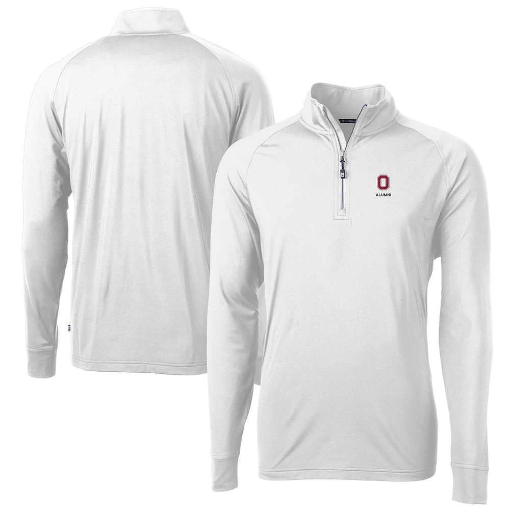 Men's Cutter & Buck Ohio State Buckeyes Alumni Logo Adapt Eco Knit Stretch Recycled Quarter-Zip Pullover Top