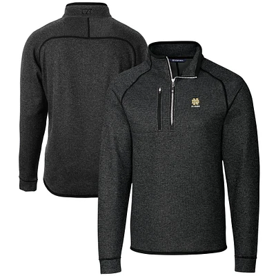 Men's Cutter & Buck Heather Charcoal Notre Dame Fighting Irish Alumni Logo Mainsail Sweater-Knit Half-Zip Pullover Jacket