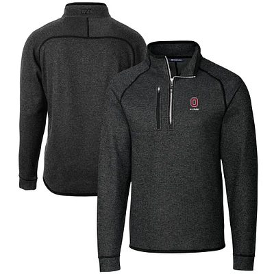 Men's Cutter & Buck Heather Charcoal Ohio State Buckeyes Alumni Logo Mainsail Sweater-Knit Half-Zip Pullover Jacket