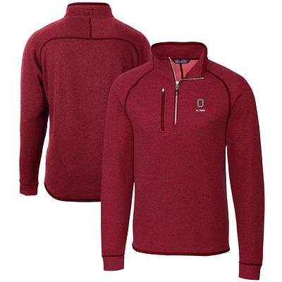 Men's Cutter & Buck Heather Scarlet Ohio State Buckeyes Alumni Logo Mainsail Sweater-Knit Half-Zip Pullover Jacket
