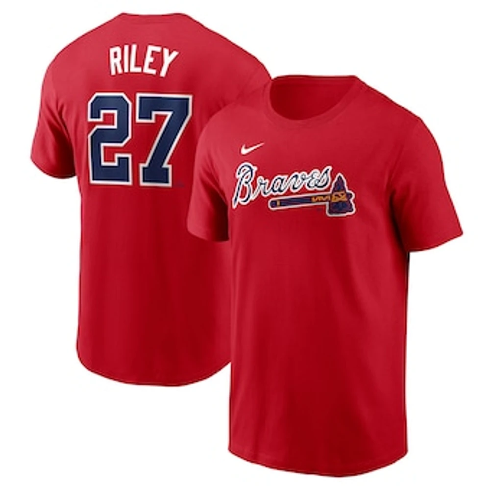 Men's Nike Austin Riley Red Atlanta Braves Fuse Name & Number T-Shirt