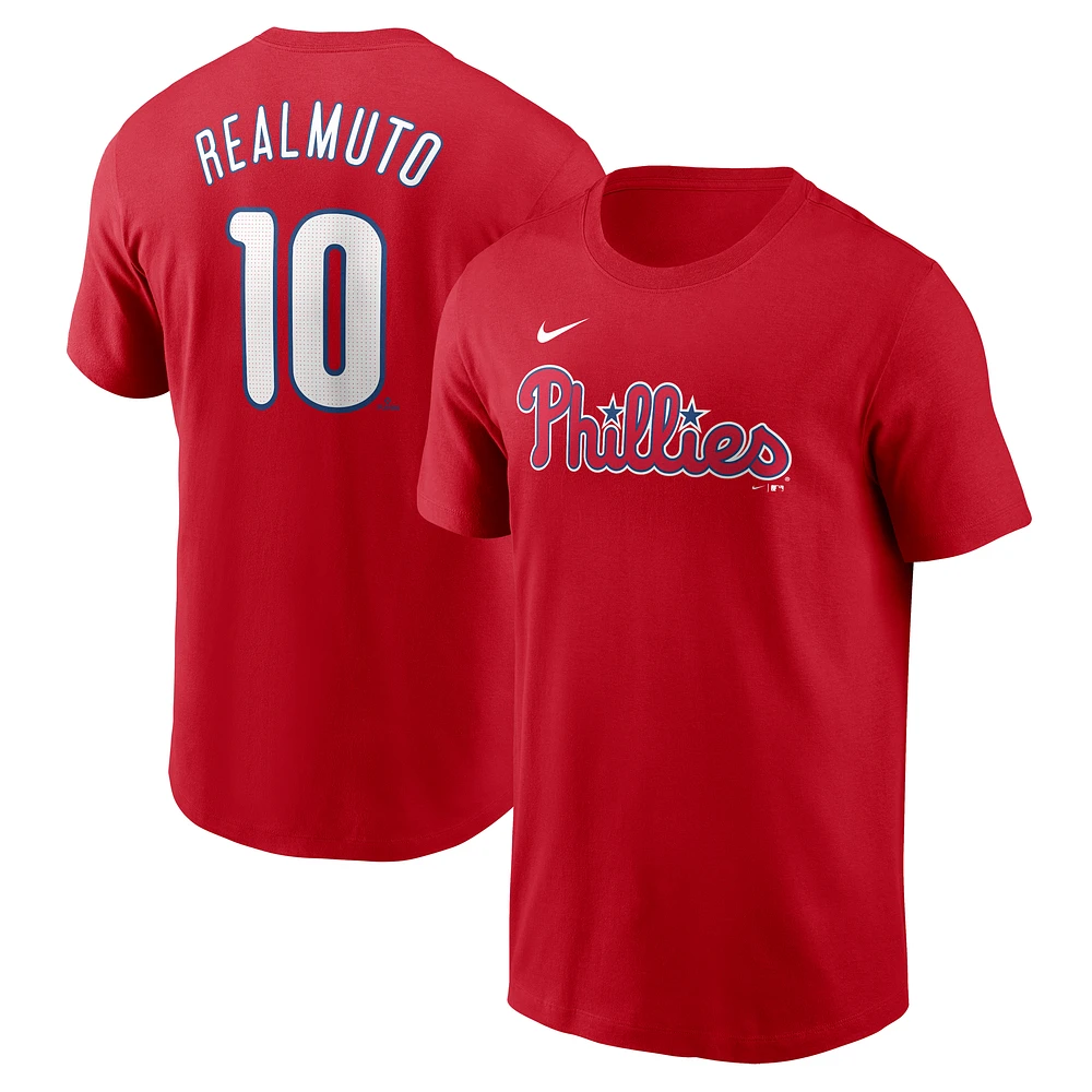 Men's Nike J.T. Realmuto Red Philadelphia Phillies Fuse Name & Number T-Shirt