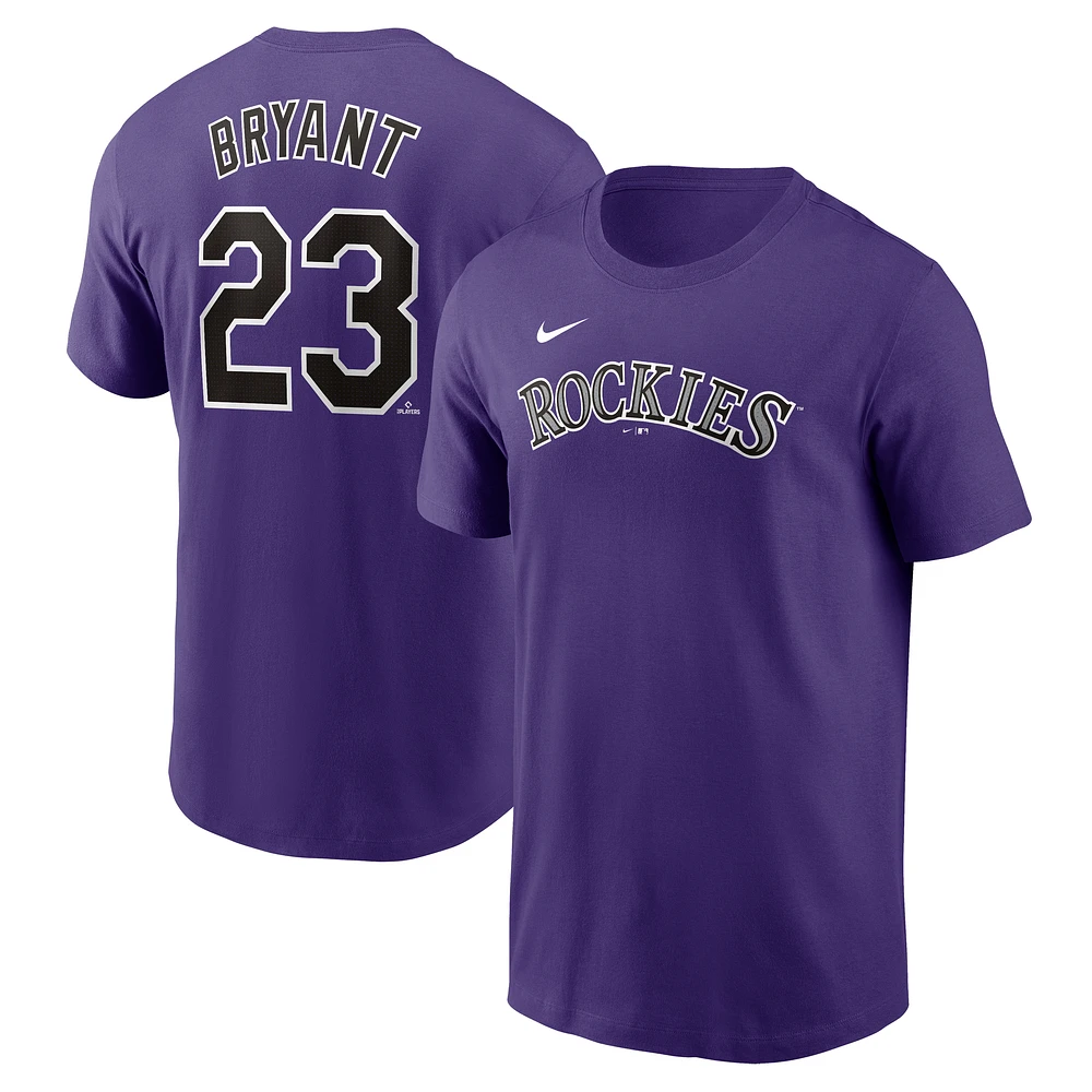 Men's Nike Kris Bryant Purple Colorado Rockies Fuse Name & Number T-Shirt