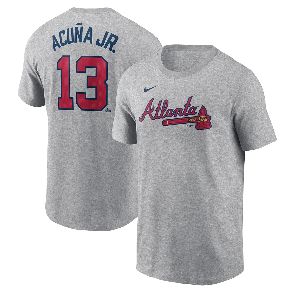 Men's Nike Ronald Acuña Jr. Gray Atlanta Braves Fuse Name & Number T-Shirt