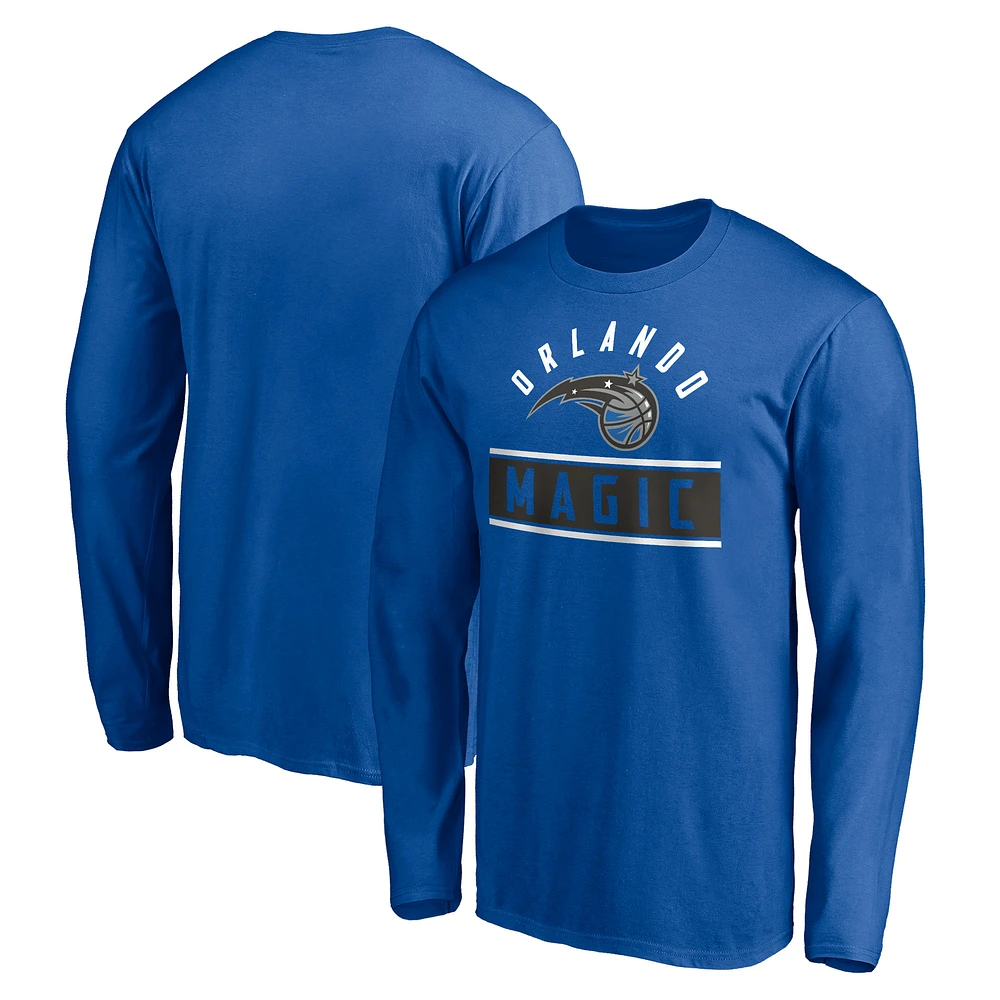 Men's Royal Orlando Magic Team Arch Knockout Long Sleeve T-Shirt