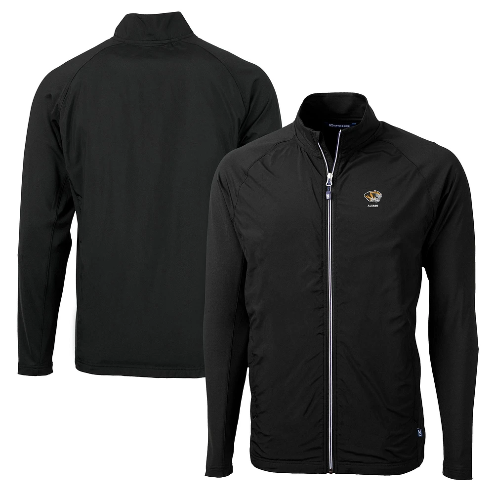 Men's Cutter & Buck Black Missouri Tigers Alumni Logo Adapt Eco Knit Hybrid Recycled Full-Zip Jacket
