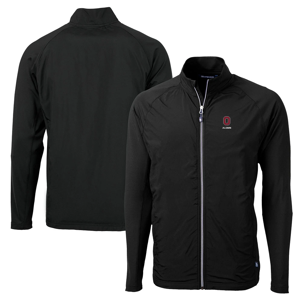 Men's Cutter & Buck Black Ohio State Buckeyes Alumni Logo Adapt Eco Knit Hybrid Recycled Full-Zip Jacket