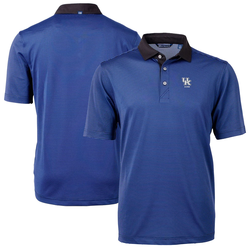Men's Cutter & Buck Royal Kentucky Wildcats Alumni Logo Virtue Eco Pique Micro Stripe Recycled Polo