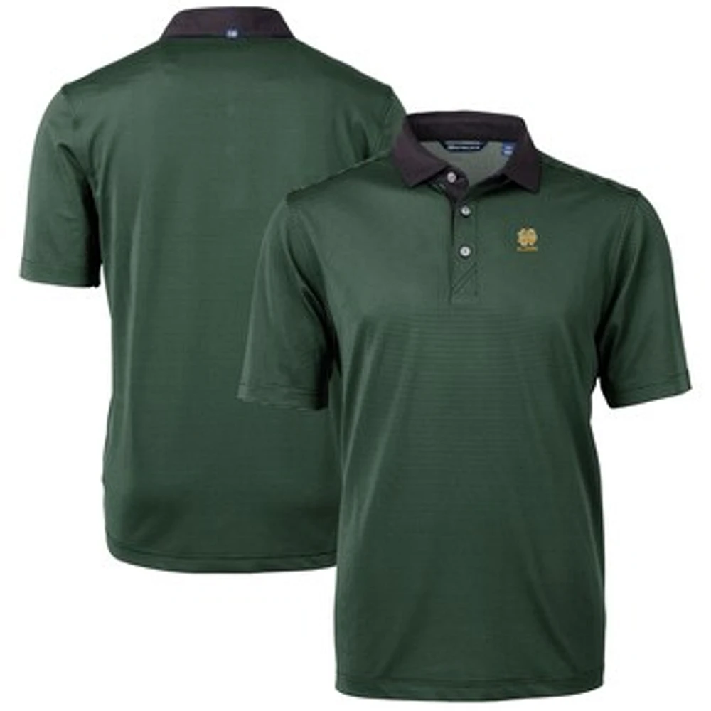 Men's Cutter & Buck Green Notre Dame Fighting Irish Alumni Logo Virtue Eco Pique Micro Stripe Recycled Polo